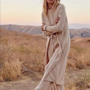 Free People Beach Out of Office Set Knit Duster Cardigan High Rise Pants Size XS